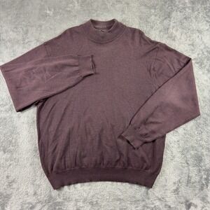 Jos A Bank Sweater Mens XL Red 100% Merino Wool Mock Neck Pullover Knit Italy